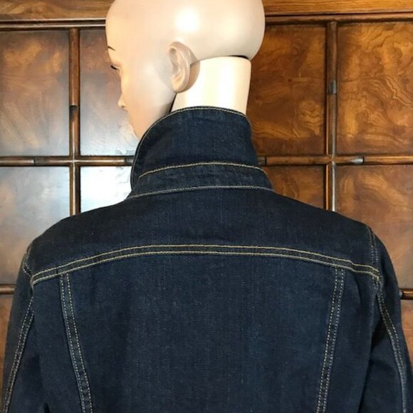 NWOT Du Jour Dark Wash Curved Ruffle Back Stretch Cotton Blend Denim Jacket - Picture 12 of 14